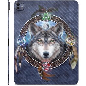 Carbon Fiber Skin Compatible with Apple iPad Pro 13 (M4) 2024 - Wolf Dreamcatcher - Premium 3M Vinyl Protective Decal Cover - Easy to Apply | Crafted in The USA by MightySkins