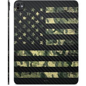 Carbon Fiber Skin Compatible with Apple iPad Pro 13 (M4) 2024 - American Camo - Premium 3M Vinyl Protective Wrap Decal Cover - Easy to Apply | Crafted in The USA by MightySkins