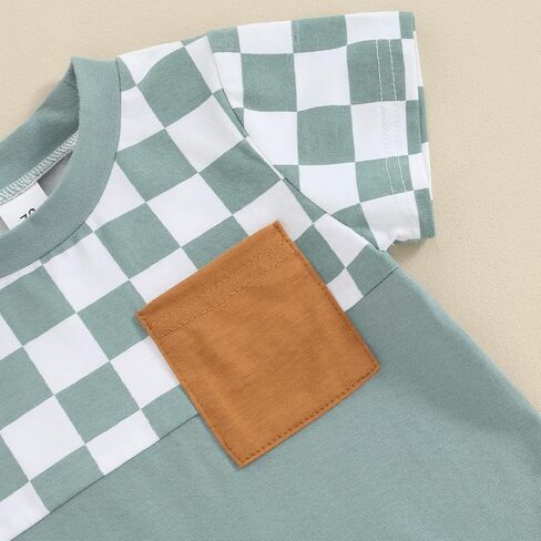 Baby Boy Summer Clothes Short Sleeve Plaid Shirt Infant Toddler Boys Outfits Patchwork Checkerboard Shorts Sets in Saudi Arabia