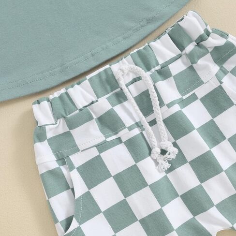 Baby Boy Summer Clothes Short Sleeve Plaid Shirt Infant Toddler Boys Outfits Patchwork Checkerboard Shorts Sets in Saudi Arabia