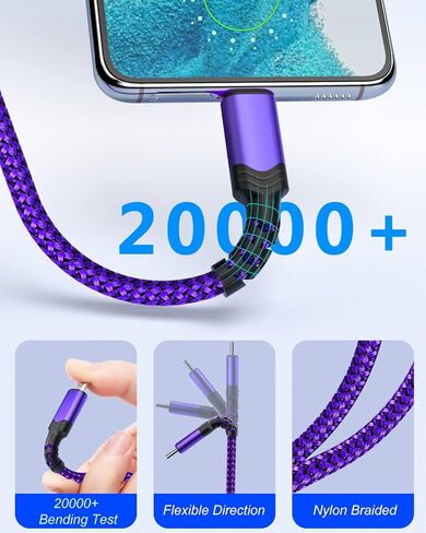 USB C to USB C Cable, [10ft+10ft] Type C to Type C Cable 60W/3A PD Fast Charging Cord Compatible with iPhone 15 Pro Max Pad Air5/4/Mini6, Galaxy S23 Ultra S22,Note 20/10, Pixel -Purple,2Pack in Saudi Arabia