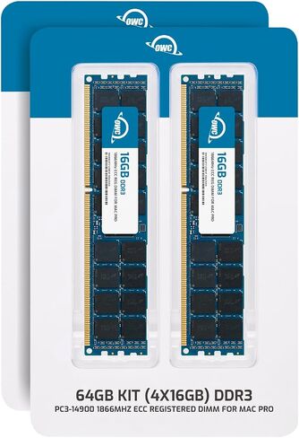 وحدة ترقية ذاكرة الوصول العشوائي OWC 64 جيجابايت (4 × 16 جيجابايت) DDR3 ECC مسجلة CL13 PC3-14900 1866 ميجاهرتز SDRAM متوافقة مع موديلات Mac Pro 2013 (OWC1866D3R9M64) in Saudi Arabia