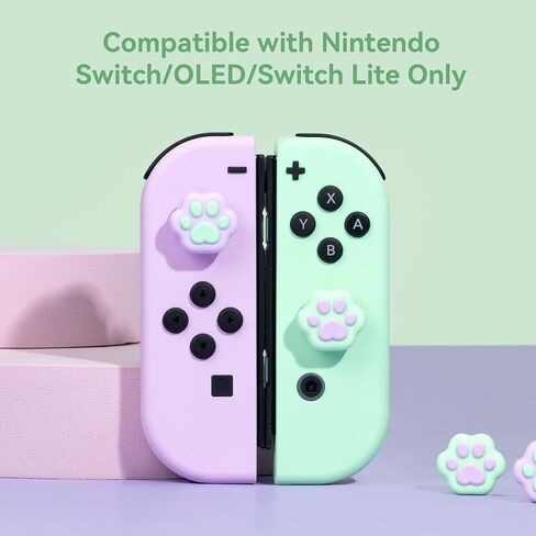 GeekShare Thumb Grip Caps for Switch 4PCS Cute Cat Paw Shape Silicone Joystick Caps Soft Thumbstick Cover Compatible with Nintendo Switch/OLED/Switch Lite - Pink & Yellow (Pink&Yellow) in Saudi Arabia