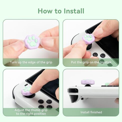 GeekShare Thumb Grip Caps for Switch 4PCS Cute Cat Paw Shape Silicone Joystick Caps Soft Thumbstick Cover Compatible with Nintendo Switch/OLED/Switch Lite - Pink & Yellow (Pink&Yellow) in Saudi Arabia