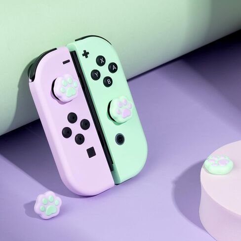 GeekShare Thumb Grip Caps for Switch 4PCS Cute Cat Paw Shape Silicone Joystick Caps Soft Thumbstick Cover Compatible with Nintendo Switch/OLED/Switch Lite - Pink & Yellow (Pink&Yellow) in Saudi Arabia