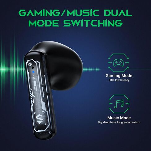 Black Shark Bluetooth Earbuds Wireless with 45ms Ultra-Low Latency, Gaming 5.2, Dual Modes, 10mm Driver, 35H Play Time, IPX4 Waterproof, Built-in Mic - Lucifer T1 in Saudi Arabia