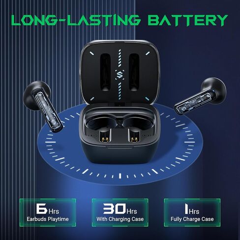 Black Shark Bluetooth Earbuds Wireless with 45ms Ultra-Low Latency, Gaming 5.2, Dual Modes, 10mm Driver, 35H Play Time, IPX4 Waterproof, Built-in Mic - Lucifer T1 in Saudi Arabia