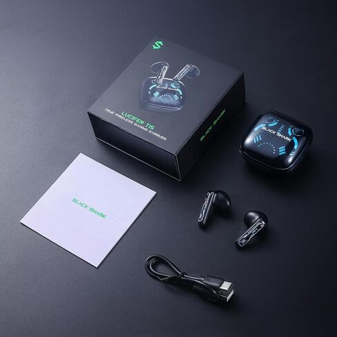 Black Shark Bluetooth Earbuds Wireless with 45ms Ultra-Low Latency, Gaming 5.2, Dual Modes, 10mm Driver, 35H Play Time, IPX4 Waterproof, Built-in Mic - Lucifer T1 in Saudi Arabia