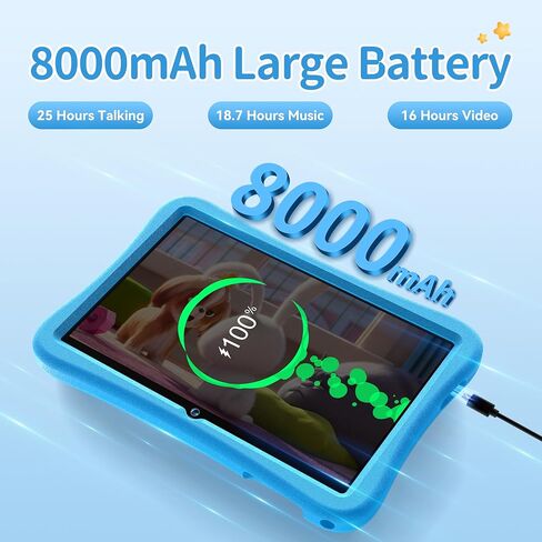 تابلت OUKITEL OT6 للأطفال - تابلت Android 13 مقاس 10 بوصة للأطفال مع حافظة EVA مقاومة للصدمات، 16 جيجابايت + 64 جيجابايت 8000 مللي أمبير في الساعة للأطفال الصغار مع قلم، WiFi6، Google Kids Space، Widevine L1، التحكم الأبوي، BT5.0، معرف الوجه in Kuwait