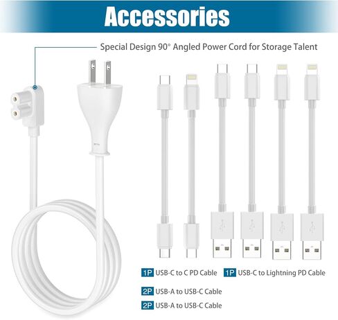 AGVEE 140W 8in1 متعدد USB محطة شحن منظم العائلة مع كابلات متعددة، 3 قاعدة شحن لاسلكية لأجهزة Apple iPad iPhone والهاتف الخلوي Samsung Android Tablet أجهزة متعددة، أبيض in Saudi Arabia
