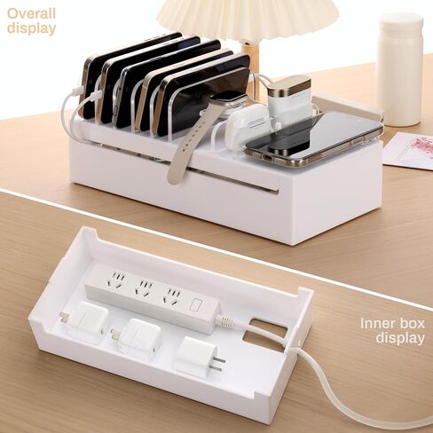 حامل محطة شحن أكريليك من SANRUI لهواتف iPhone، وساعة Apple، وAirPods، وiPad، ومنظم أجهزة متعددة، وتنظيم إلكترونيات سطح المكتب، وتنظيم مكتب متعدد الوظائف، أبيض in Kuwait