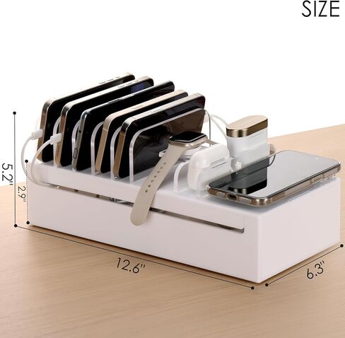 حامل محطة شحن أكريليك من SANRUI لهواتف iPhone، وساعة Apple، وAirPods، وiPad، ومنظم أجهزة متعددة، وتنظيم إلكترونيات سطح المكتب، وتنظيم مكتب متعدد الوظائف، أبيض in Kuwait