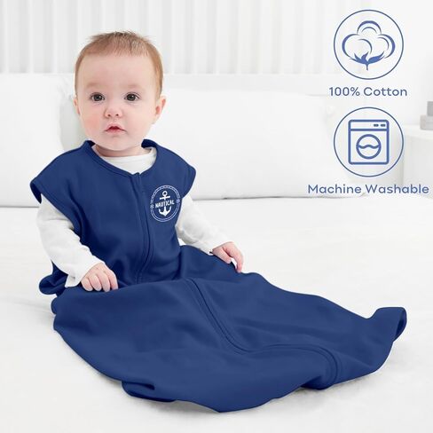 كيس نوم Yoofoss Baby Christams للأطفال من عمر 0 ​​إلى 6 أشهر، بطانية TOG 0.5 قابلة للارتداء للطفل مع سحاب ثنائي الاتجاه، كيس نوم لحديثي الولادة مصنوع من القطن بنسبة 100% in Kuwait