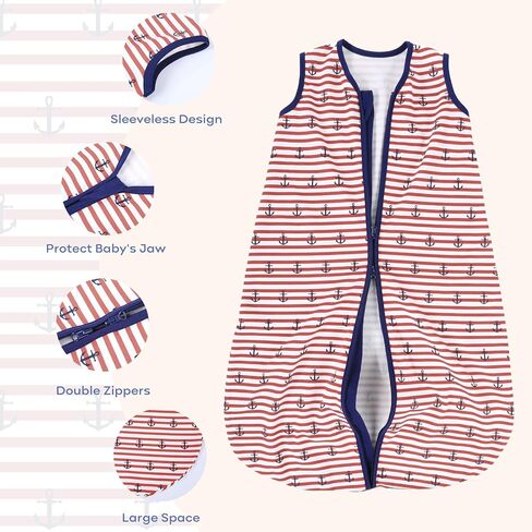 كيس نوم Yoofoss Baby Christams للأطفال من عمر 0 ​​إلى 6 أشهر، بطانية TOG 0.5 قابلة للارتداء للطفل مع سحاب ثنائي الاتجاه، كيس نوم لحديثي الولادة مصنوع من القطن بنسبة 100% in Kuwait