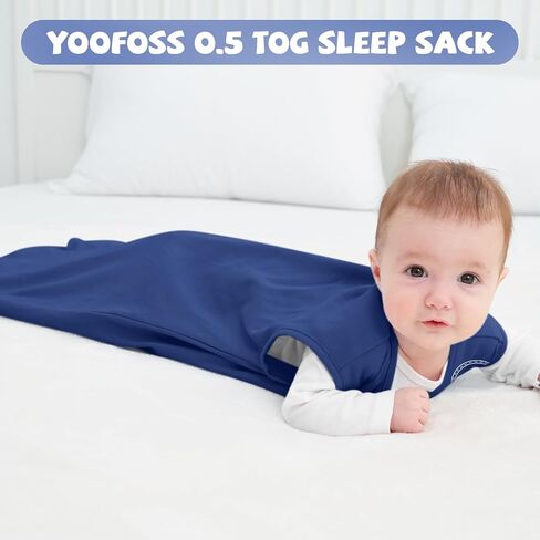 كيس نوم Yoofoss Baby Christams للأطفال من عمر 0 ​​إلى 6 أشهر، بطانية TOG 0.5 قابلة للارتداء للطفل مع سحاب ثنائي الاتجاه، كيس نوم لحديثي الولادة مصنوع من القطن بنسبة 100% in Kuwait