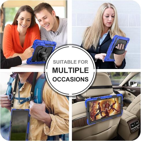 Case for Samsung Galaxy Tab S8/S7 11-inch 5G Tablet Case 2022/2020, [with Tempered Glass Screen Protector],360° Rotating Kickstand/Hand & Shoulder Strap/S Pen Holder (Black) in Saudi Arabia