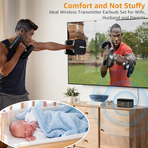 1Mii True Wireless Earbuds for TV Listening, TV Headphones Wireless for Seniors with Transmitter Charging Base, 2.4G Low Latency, Plug and Play, for Optical, AUX, RCA Ported Television in Kuwait