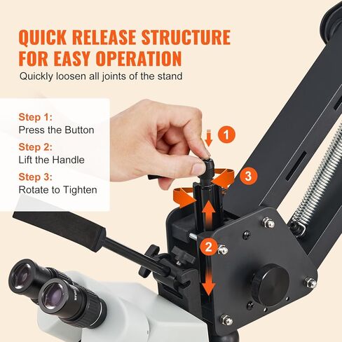 VEVOR Multi-Directional Microscope with Spring Bracket, 7X-45X Magnification Jewelry Microscope, Micro Jewelry Inlaid Stand with Integrated USB Ring LED Light, Jewelers Microscope for Jewelry Inlay in Kuwait