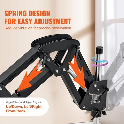 VEVOR Multi-Directional Microscope with Spring Bracket, 7X-45X Magnification Jewelry Microscope, Micro Jewelry Inlaid Stand with Integrated USB Ring LED Light, Jewelers Microscope for Jewelry Inlay in Kuwait