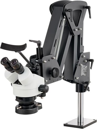 VEVOR Multi-Directional Microscope with Spring Bracket, 7X-45X Magnification Jewelry Microscope, Micro Jewelry Inlaid Stand with Integrated USB Ring LED Light, Jewelers Microscope for Jewelry Inlay in Kuwait