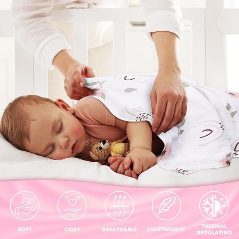 Baby Blankets for Boys, Baby Boy Muslin Swaddle Blanket, Baby Boy Essentials, Receiving Baby Blanket Boy, Newborn Baby Registry Soft Cozy Travel Baby Stuff, Breathable 25.5" x 43.3" in Saudi Arabia