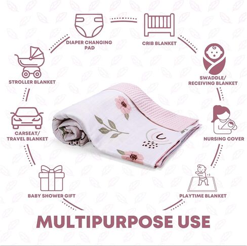 Baby Blankets for Boys, Baby Boy Muslin Swaddle Blanket, Baby Boy Essentials, Receiving Baby Blanket Boy, Newborn Baby Registry Soft Cozy Travel Baby Stuff, Breathable 25.5" x 43.3" in Saudi Arabia