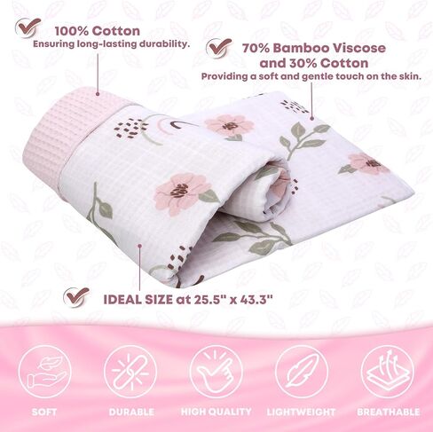 Baby Blankets for Boys, Baby Boy Muslin Swaddle Blanket, Baby Boy Essentials, Receiving Baby Blanket Boy, Newborn Baby Registry Soft Cozy Travel Baby Stuff, Breathable 25.5" x 43.3" in Saudi Arabia