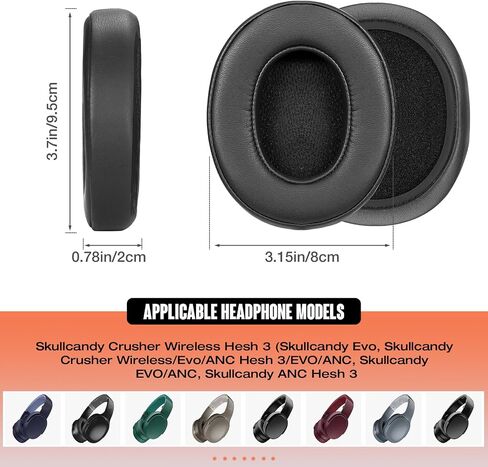 Facmogu Replacement Ear Pads, Headphones Ear Cushions Covers for Skullcandy Hesh 3/Skullcandy Crusher Wireless/Evo/Hesh ANC/EVO/Crusher ANC, Noise Isolation Soft Memory Foam Ear Pad Cushions - Black in Saudi Arabia