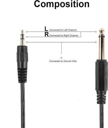 PNGKNYOCN 3.5mm TRS to 1/4 inch TS Cable，6.35mm (1/4 inch) Mono to 3.5mm (1/8 inch) TRS Stereo Interconnect Audio Coiled Cable for Headphone,Amp etc. in Saudi Arabia