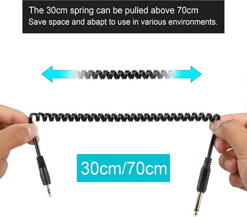 PNGKNYOCN 3.5mm TRS to 1/4 inch TS Cable，6.35mm (1/4 inch) Mono to 3.5mm (1/8 inch) TRS Stereo Interconnect Audio Coiled Cable for Headphone,Amp etc. in Saudi Arabia