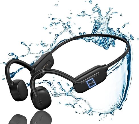 Bluetooth Swim Bone Conduction Headphones: Build-in 32GB for MP3 Mode, IPX8 Waterproof Open Ear Wireless Headphones, Hi-Fi Stereo Audio 8H Sport Earphones (Black) in Kuwait