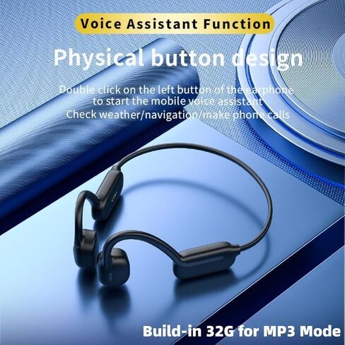 Bluetooth Swim Bone Conduction Headphones: Build-in 32GB for MP3 Mode, IPX8 Waterproof Open Ear Wireless Headphones, Hi-Fi Stereo Audio 8H Sport Earphones (Black) in Kuwait