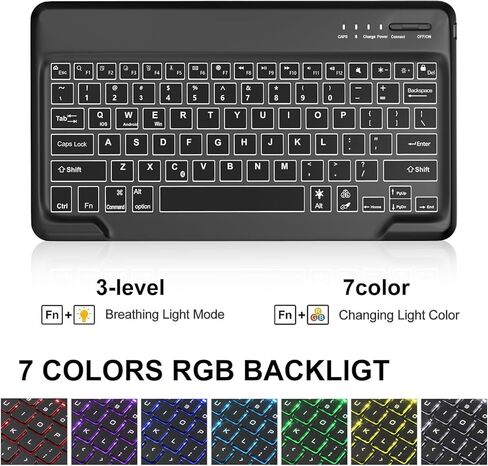 حافظة لوحة مفاتيح Samsung Galaxy Tab S9 Plus 2023 12.4 بوصة، حافظة ذكية قابلة للطي مع حامل قلم S / 7 ألوان بإضاءة خلفية/لوحة مفاتيح لاسلكية قابلة للفصل لجهاز Galaxy Tab S7 FE 2021/S8 Plus 2022/S7 Plus 2020 12.4 بوصة in Kuwait