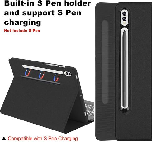 حافظة لوحة مفاتيح Samsung Galaxy Tab S9 Plus 2023 12.4 بوصة، حافظة ذكية قابلة للطي مع حامل قلم S / 7 ألوان بإضاءة خلفية/لوحة مفاتيح لاسلكية قابلة للفصل لجهاز Galaxy Tab S7 FE 2021/S8 Plus 2022/S7 Plus 2020 12.4 بوصة in Kuwait
