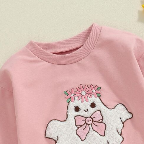 Lesimsam Baby Boy Girl Halloween Outfit Ghost Embroidery Sweatshirt Romper Oversized Sweater Romper One-Piece Outfit in Saudi Arabia