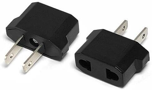 E-U4113619AK European to USA American Outlet Plug Adapter (Black, 2-Pack) in Saudi Arabia
