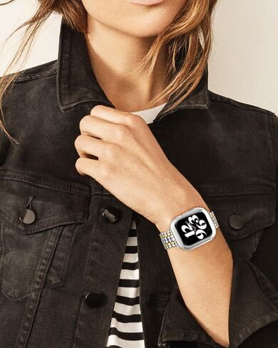 متوافق مع سوار ساعة Apple 45 مم 44 مم 42 مم 41 مم 40 مم 38 مم للنساء، سوار iWatch معدني من الفولاذ المقاوم للصدأ مع حافظة لسلسلة ساعات Apple 9/8/7/6/5/4/3/2/1/SE/SE2، لمسة نهائية لامعة أنيقة in Saudi Arabia
