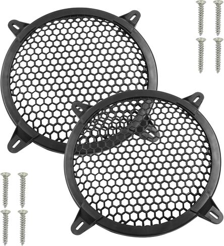 2Pcs Black Plastic Subwoofer Grill, 8 Inch | Audio Speaker Mesh Cover Protector, Mounting Screws Included, For DIY Home Audio or Car Speaker in Saudi Arabia