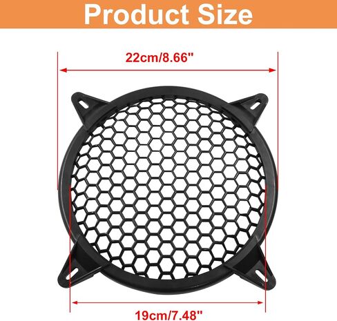 2Pcs Black Plastic Subwoofer Grill, 8 Inch | Audio Speaker Mesh Cover Protector, Mounting Screws Included, For DIY Home Audio or Car Speaker in Saudi Arabia