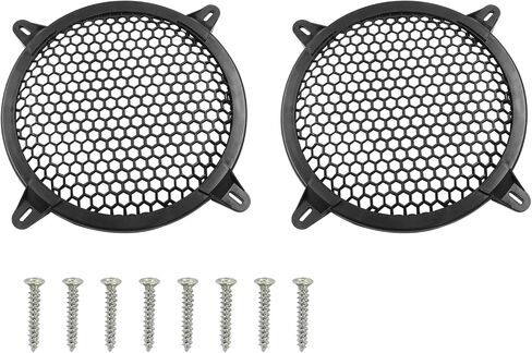 2Pcs Black Plastic Subwoofer Grill, 8 Inch | Audio Speaker Mesh Cover Protector, Mounting Screws Included, For DIY Home Audio or Car Speaker in Saudi Arabia