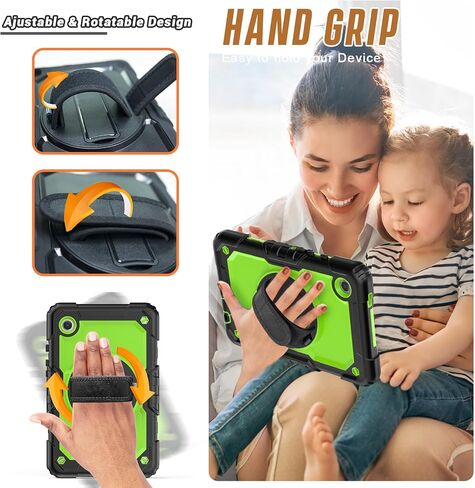 Herize Case Compatible with Galaxy Tab A9 8.7 Inch | SM-X110/X115/X117 Cover with Screen Protector Pencil Holder | Heavy Duty Rugged Rubber Protective Case W/Stand Shoulder Strap for Samsung Tab A9 in Saudi Arabia