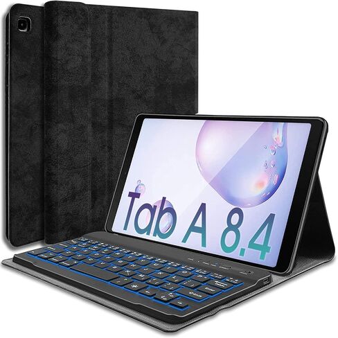 Galaxy Tab A 8.0 2019 Keyboard Case[Backlit,SM-T290,SM-T295], 7 Color Light Detachable Wireless Keyboard with PU Folio Stand Cover for Samsung Tab A 8.0 inch 2019 SM-T290/T295, Pink in Kuwait