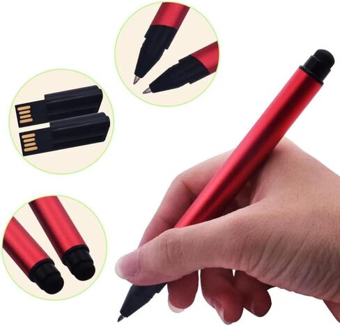 محرك فلاش USB لقلم حبر جاف أحمر سعة 32 جيجابايت، محركات أقراص فلاش USB 2.0 متعددة الوظائف على شكل قلم، عصا ذاكرة محمولة مفتاح قلم اللمس محرك أقراص USB أفضل هدية (32G أحمر) in Saudi Arabia