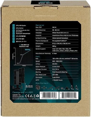 Iceberg Thermal IceSLEET G4 Midnight All-Black 4 Nickel-Plated Heatpipes CPU Air Cooler with ARGB 120mm PWM Fan for Intel and AMD (LIMITED EDITION) AM5 and LGA1700 Compatible in Saudi Arabia