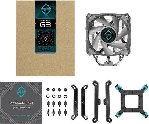 Iceberg Thermal IceSLEET G4 Midnight All-Black 4 Nickel-Plated Heatpipes CPU Air Cooler with ARGB 120mm PWM Fan for Intel and AMD (LIMITED EDITION) AM5 and LGA1700 Compatible in Saudi Arabia