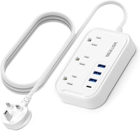 أيرلندا المملكة المتحدة محول التوصيل السفر، نوع G محول الطاقة مع 3 منافذ 4 شاحن USB، للولايات المتحدة الأمريكية إلى إنجلترا اسكتلندا كينيا دبي لندن البريطانية قطر الأيرلندية هونغ كونغ 2.6ft in Kuwait