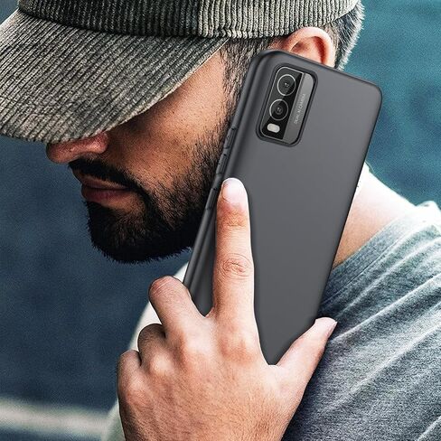 حافظة هاتف Nokia C300 4G متوافقة مع ثاني أكسيد مع واقي شاشة، حافظة سيليكون ناعمة من مادة TPU مقاومة للصدمات ومضادة للانزلاق حافظة حماية للكاميرا غطاء نحيف لهاتف Nokia C300 4G، أسود in Saudi Arabia