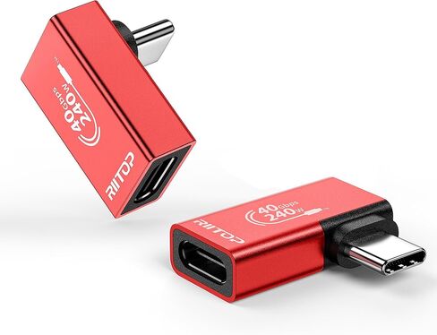 RIITOP USB C Right Angle Adapter [2-Pack], 90 Degree USB C Extender 240W 40Gbps USB4 Type C Connector Compatible for iPhone 15 Plus Pro Max, Steam Deck, Switch, ROG Ally in Saudi Arabia