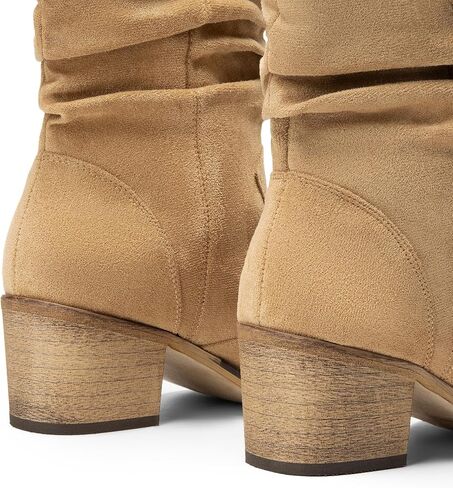 DREAM PAIRS Women's Modern Western Cowboy Boots, Mid Calf Round toe Chunky Heel Cowgirl Country Ankle Boots with Pull On Tabs in Saudi Arabia