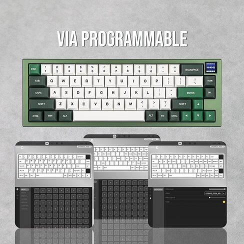 EPOMAKER MS68 Wireless Gaming Keyboard with 0.85" Screen, CNC Aluminum Alloy Mechanical Keyboard, Bluetooth 5.0/2.4ghz/Wired Hot Swappable Custom Keyboard (Black, Wisteria Linear Switch) in Saudi Arabia